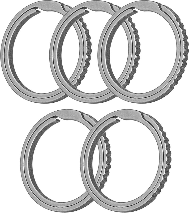 TISUR Titanium Keychain Rings, Split Side Pushing Key Rings Heavy Duty Black Key Ring For Key Chain Carabiner Dog Tag Ring - Image 1